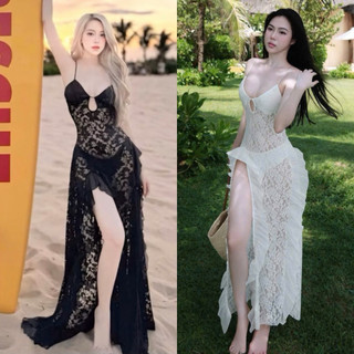  Váy ren xẻ đùi đi biển sexy quyến rũ kèm đệm ngực V03 