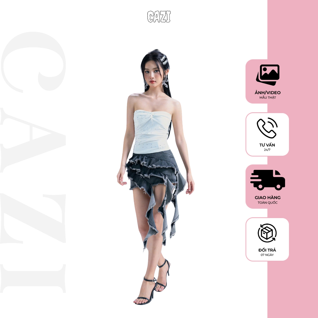 [Lẻ chân váy] Cazi Layer Skirt - Chân váy Jean đè bèo