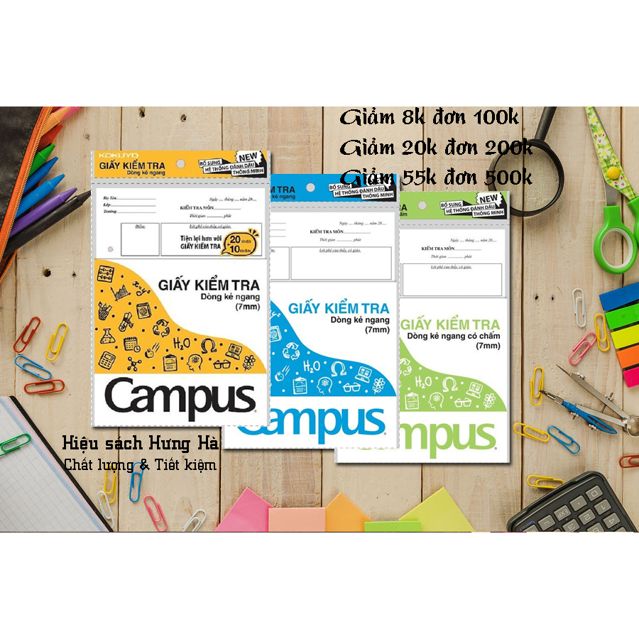 Giấy kiểm tra kẻ ngang cấp 2 Campus chính hãng