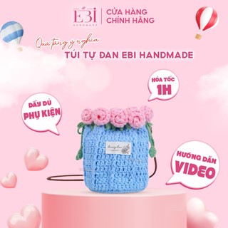   Có Túi Đan Sẵn  Túi len hoa hồng EBI HANDMADE tự móc thủ công sáng tạo quà tặng bạn bè và người thân ý nghĩa - ES226 