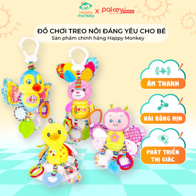 Thú Bông Treo Nôi Cũi, Ô Tô, Xe Đẩy Happy Monkey, Tích Hợp Âm Thanh Vui Nhộn, Giúp Bé Phát Triển Giác Quan - H090