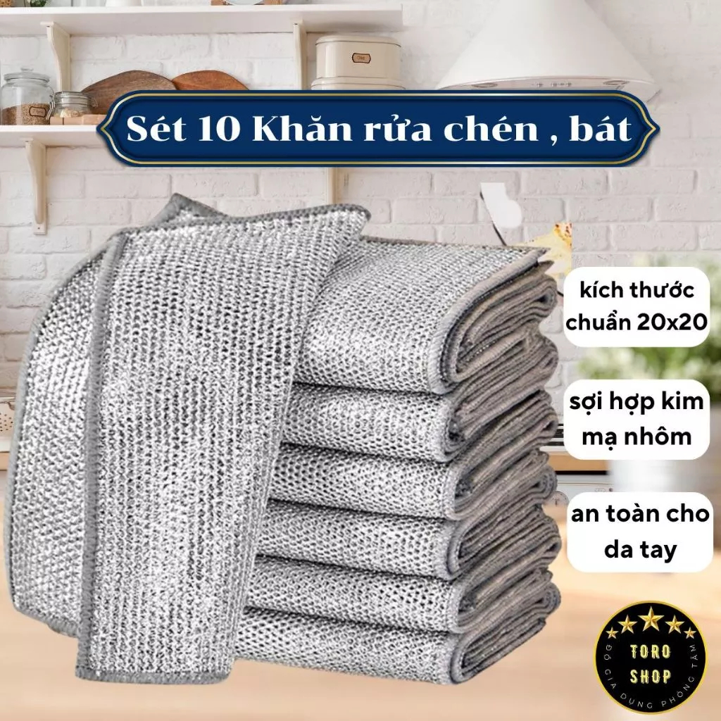COMBO 10-20 Giẻ Lau Bếp Dây Kim Loại Lau Bồn Rửa Chén Cọ Rửa Xoong Nồi Chén Bát, Tấm Cọ Rửa Đa Năng Không Mài Mòn -BA78