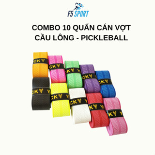 Combo 10 quấn cán vợt cầu lông, Pickleball da PU đa sắc mầu êm ái và thấm hút mồ hôi hiệu quả