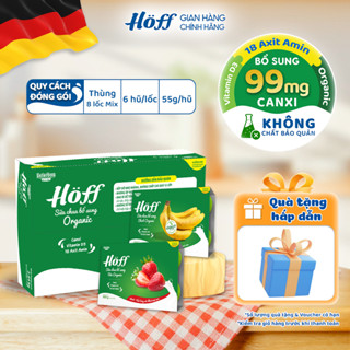 Thùng Sữa chua trẻ em HOFF bổ sung Chuối, Dâu Organic bổ sung vitamin axit amin - 8 Lốc (48hộp x55g)