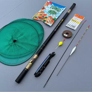 Cần Câu Tay Khổng Tước 3h Kèm Phụ Kiện, Mồi Kim Long Gẩy Rô Diếc