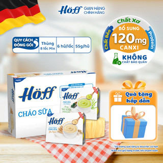  Thùng Cháo sữa HOFF Mix vị ăn dặm bổ sung chất xơ hỗ trợ hệ tiêu hoá cho bé 8 lốc  48 hộp x 55g  