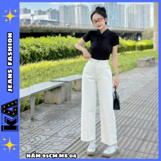 ( Nấm Lùn Siêu Xinh ) Quần Jeans Kaki Suông Basic Trơn Nữ Lưng Cao Chất Jeans Bò Kaki Mềm Mịn MS04