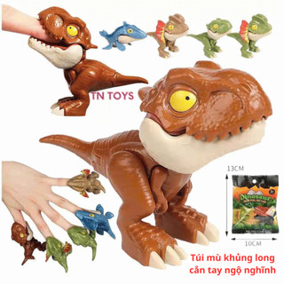  Túi Mù Đồ Chơi Khủng Long Cắn Ngón Tay Đáng Yêu Mô Hình Bằng Nhựa Hàm Có Lò Xo Vui Nhộn Cho Bé 