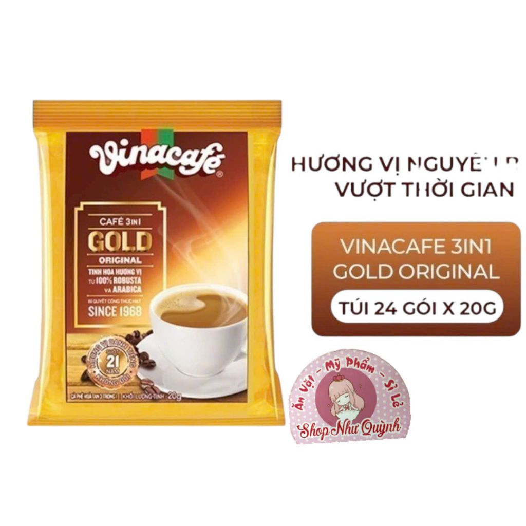 TẶNG LY LÚA MẠCH) 1 TÚI*24 GÓI CAFE SỮA HÒA TAN VINACAFE 480G