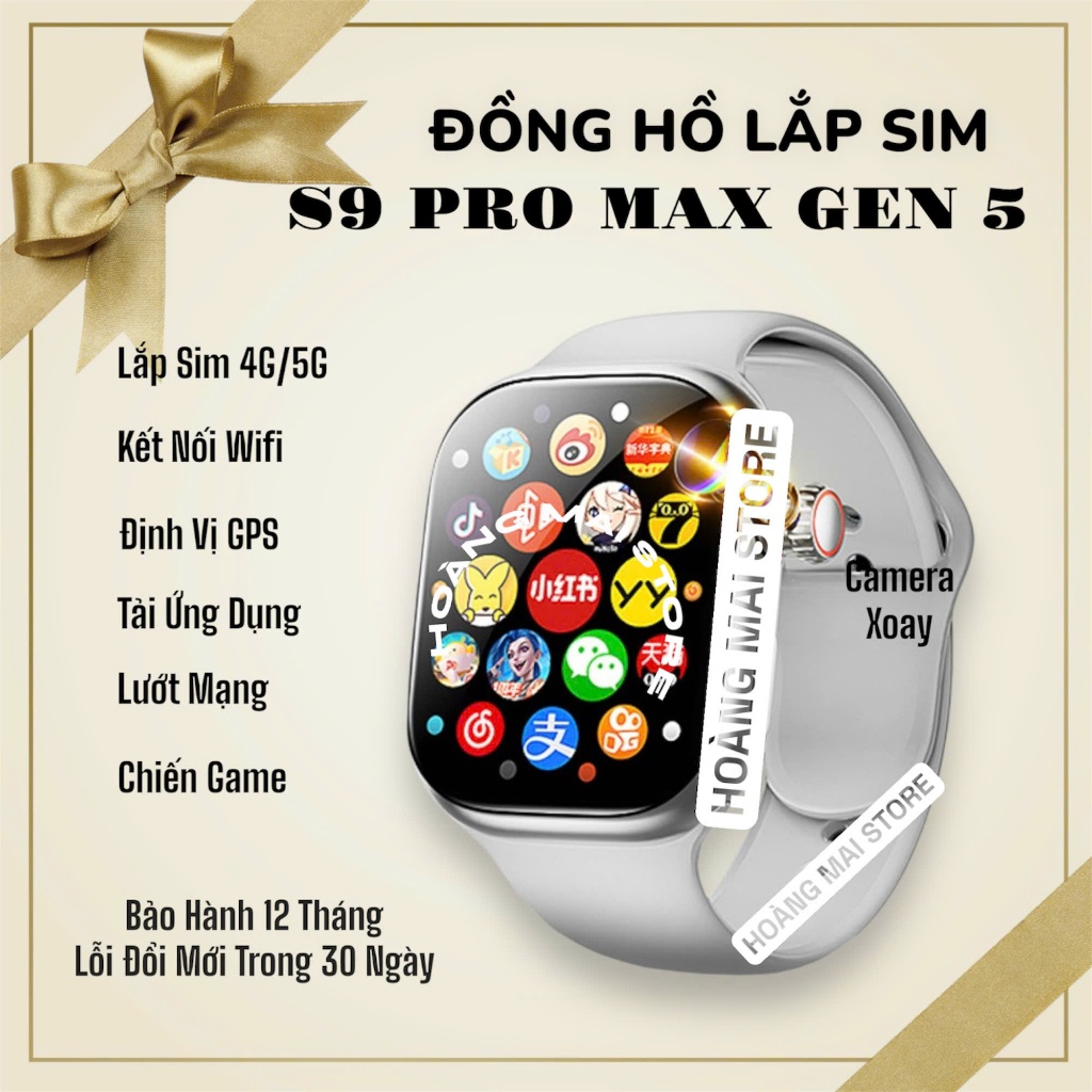 Đồng Hồ Thông Minh S9 ProMax [New Gen 5] Lắp Sim Nghe Gọi, Định Vị GPS, Video call, Wifi, CHPlay, Bl