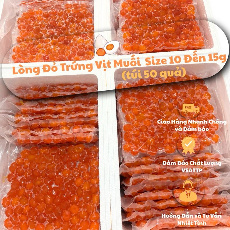 Lòng Đỏ Trứng Muối Size 10g Đến 15g Túi Hút Chân Không Đảm Bảo VSATTP
