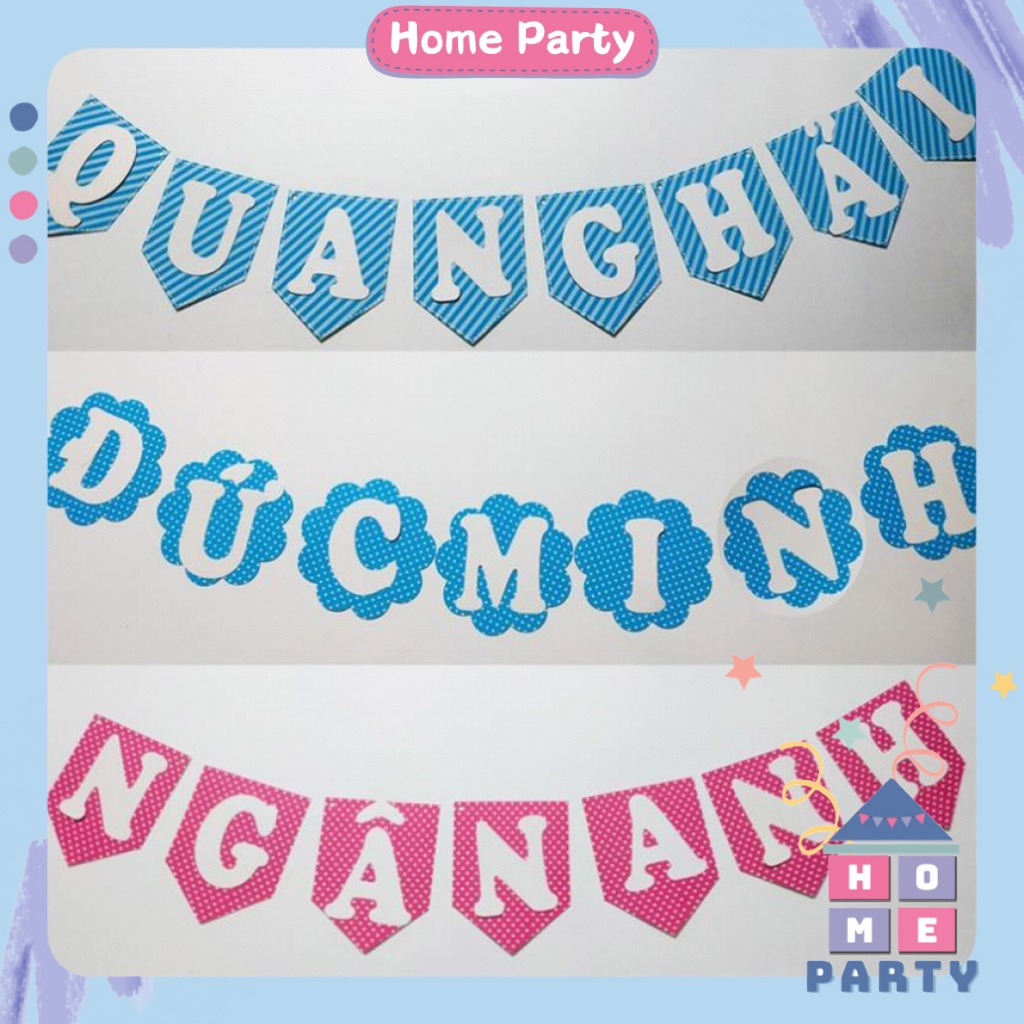 Dây Chữ Cái Ghép Tên Trang Trí Sinh Nhật Có Kèm Dấu - Phụ Kiện Decor - Party - Happy Birthday