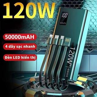   Tặng Cáp Sạc Nhanh Sạc dự phòng 50000mAh 80000mah sạc nhanh 120W pin dung lượng lớn có dây cắm nhiều điện thoại 