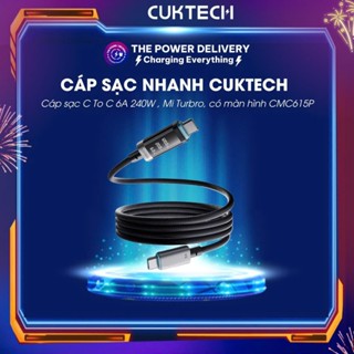 Cáp sạc nhanh Cuktech 240w C To C 6A , Hỗ trợ Mi Turbro, Có màn hình CMC615P, sợi dù, cuộn gọn từ tính