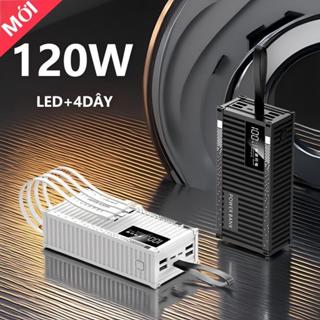 Pin sự Sạc Dự Phòng trong suốt sạc nhanh 50.000MAH đèn sạc nhiều thiết bị dung lượng 80000mah lớn new có 4 dây