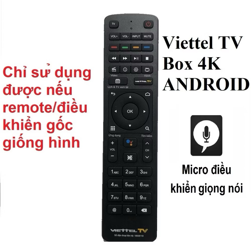 Remote điều khiển đầu thu Viettel TV Box 4K Viettel Android TV box điều khiển giọng nói