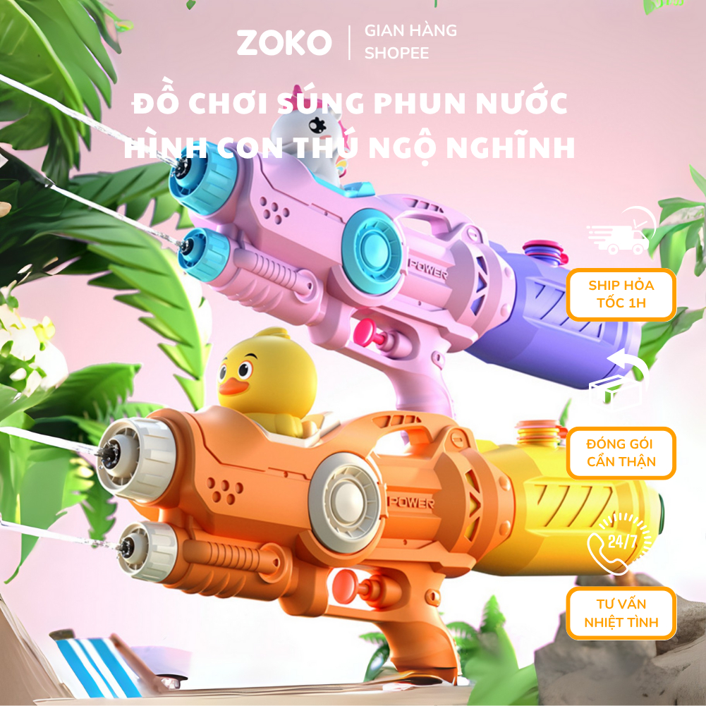 Đồ Chơi Súng Phun Nước Cho Bé, Súng Đồ Chơi Hình Gấu Nâu, Kỳ Lân Hồng, Khủng Long Xanh Bằng Nhựa