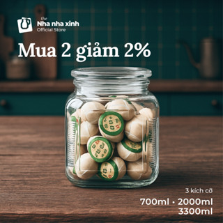 Hũ Thuỷ Tinh Cỡ Lớn Có Nắp Với Gioăng Cao Su Họa Tiết Chữ Nhật 700ML/2000ML/3300ML