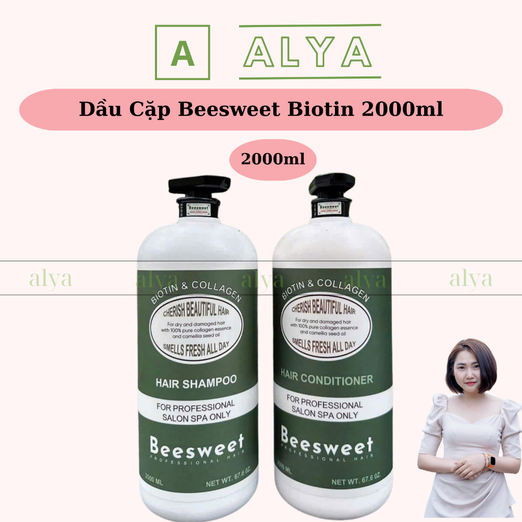 Cặp Dầu Gội Xả Beesweet Biotin Collagen 4000ML. Dưỡng Sinh, phục hồi hư tổn, nhanh mọc tóc