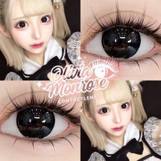 [ Có Cận ] Kính Áp Tròng - Lens Mắt Màu Đen Huyền Size Giãn To Tự Nhiên hiệu ứng mắt Lên Mắt baby - Olivia Monrose