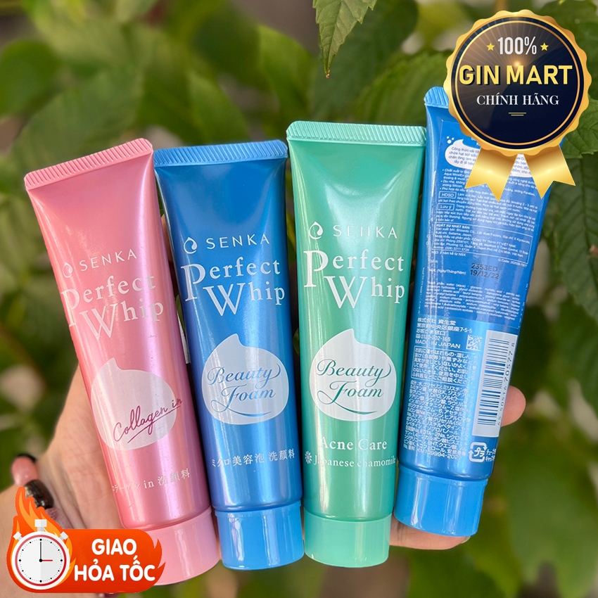 Sữa rửa mặt tạo bọt chiết xuất tơ tằm trắng Senka Perfect Whip 50g