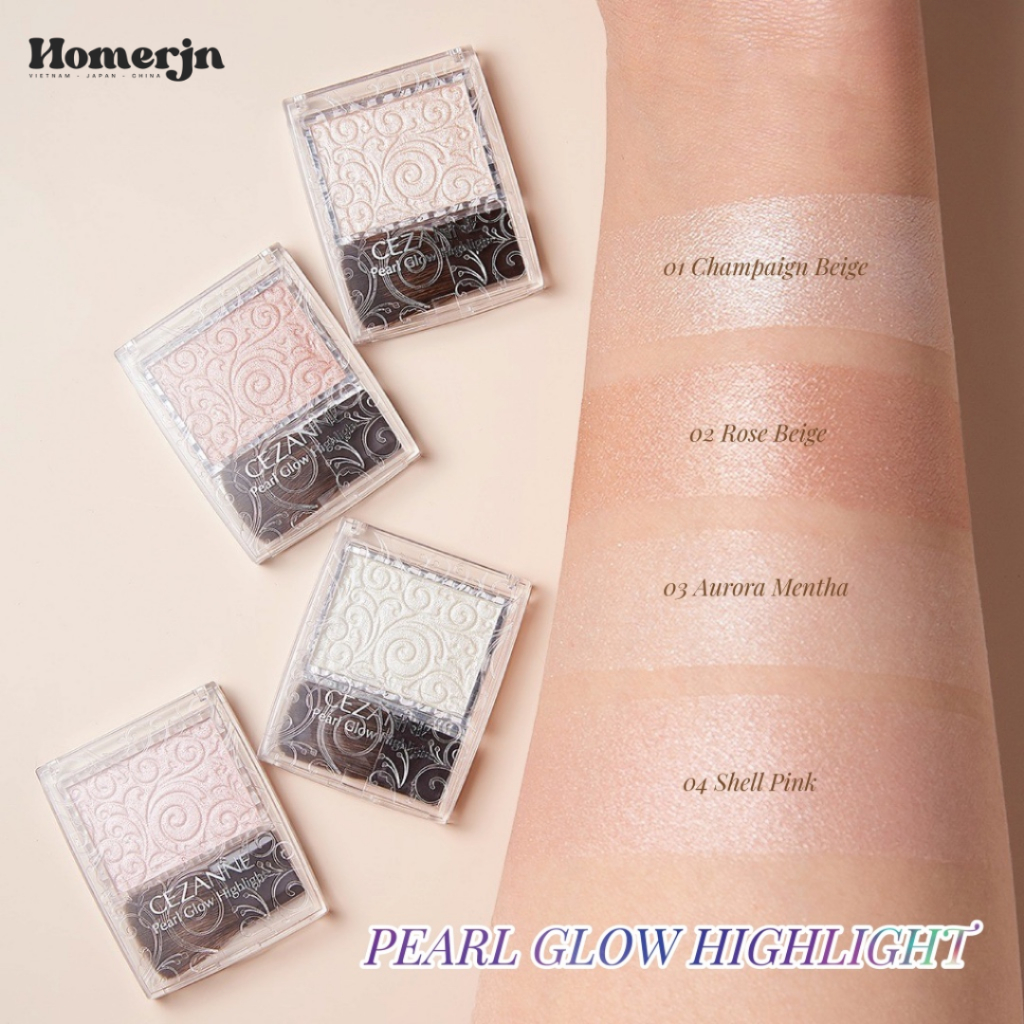 [Sẵn 02] Cezanne Pearl Glow Highlight 2.4g – Highlight nội địa Nhật, kèm cọ,hiệu ứng glow tự nhiên
