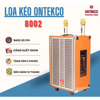 Trọn Bộ loa kéo ONTEKCO 8002 kèm 2 micro không dây gold bass 20, có bánh xe di chuyển hát karaoke hay
