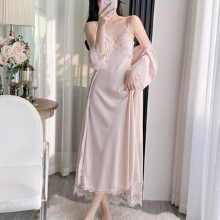 Set choàng + váy ngủ lụa Băng có tăng đơ và mút đệm