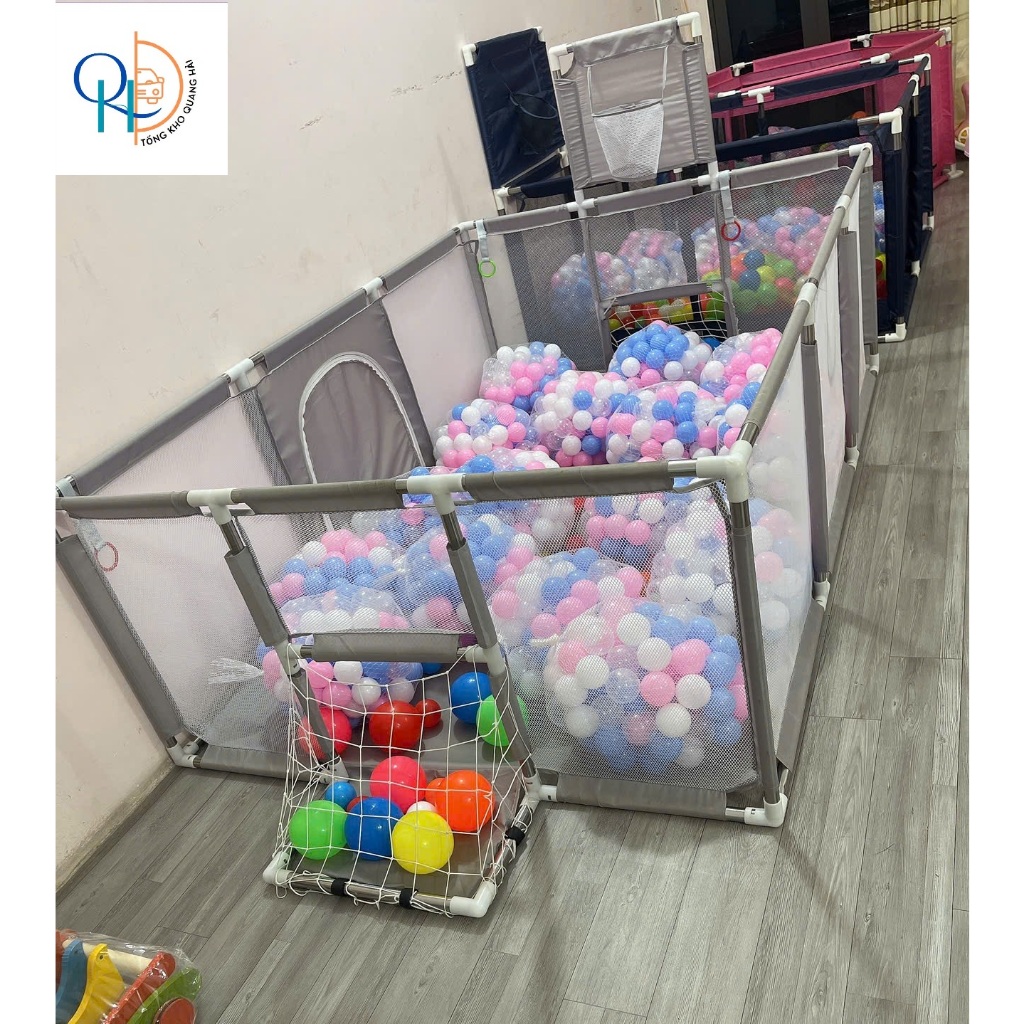 (Kèm 10 bóng)Tổng hợp 2 mẫu lớn quây chữ nhật và quây vuông khung inox dành cho bé chơi tại nhà - hàng cao cấp.