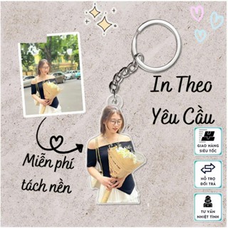 Móc khoá cắt viền in theo ảnh in theo yêu cầu chất liệu acrylic viền trong suốt dễ thương làm quà tặng - zenda