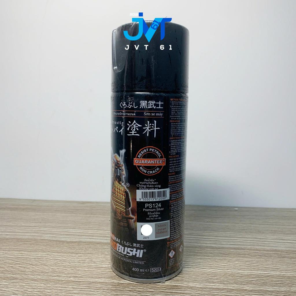 Sơn xịt Samurai PS124 bạc cao cấp bóng 400ml – Bền màu, bám dính tốt