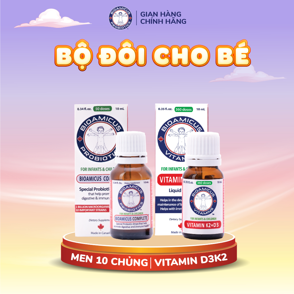 Bộ Đôi Cho Bé - BioAmicus Complete 10 Chủng & BioAmicus Vitamin K2 & D3