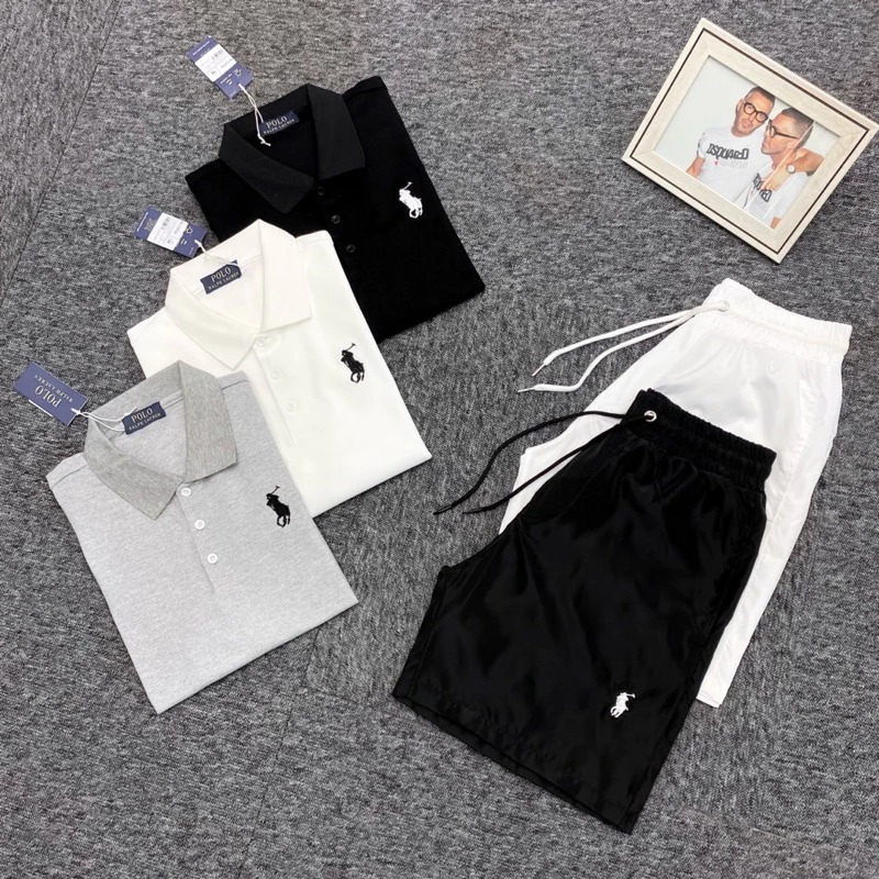 Bộ Quần Áo RL có cổ 🔱Thêu Ngựa🔱 mùa hè cotton gai 3 màu chất liệu cao cấp