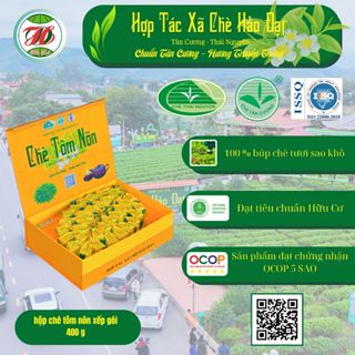 Hộp chè tôm nõn xếp ấm 400g / HTX Chè Hảo Đạt - Tân Cương Thái Nguyên