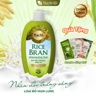  Sữa tắm gạo sáng da RICEBRAN body wash HACHI tinh chất cám gạo và bột yến mạch giúp da trắng sáng giảm thâm mụn 650g 