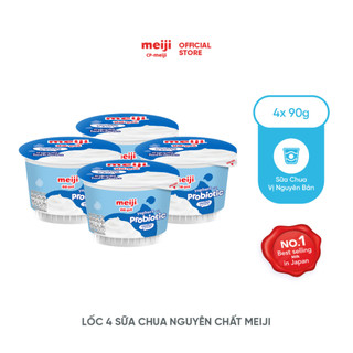  Sữa chua Meiji Nhật vị nguyên chất ngọt tự nhiên bổ sung canxi và vitamin 90g - Lốc 4 hộp 