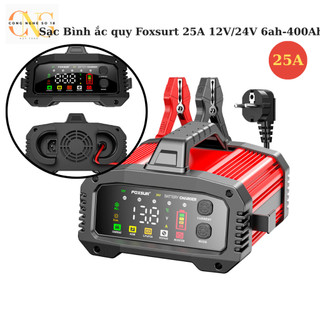Bộ sạc ắc quy công suất lớn 12V 24V sạc ô tô tàu thuyền xe điện FOXSUR 25A