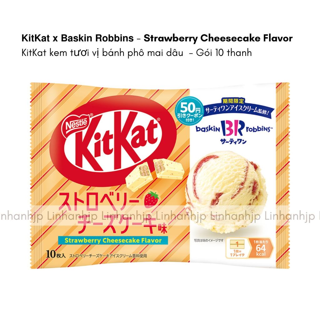 [Nội địa Nhật - Hàng sẵn] Seasonal KitKat - KitKat x Baskin Robbins - Strawberry Cheesecake Flavor
