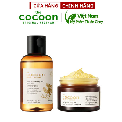 Combo Nước nghệ Hưng Yên 140ml + Mặt nạ nghệ 30ml Cocoon