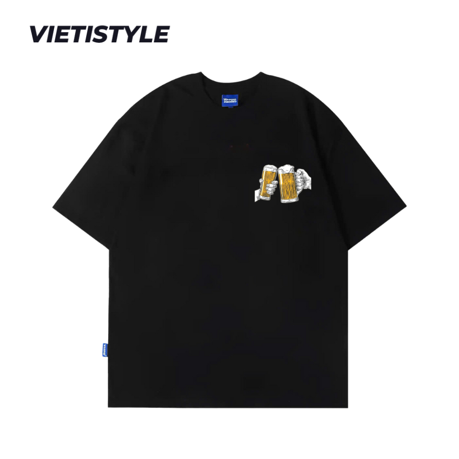 Áo thun unisex in hình bia hơi vỉa hè cotton 100% form oversize thoáng mát AP12