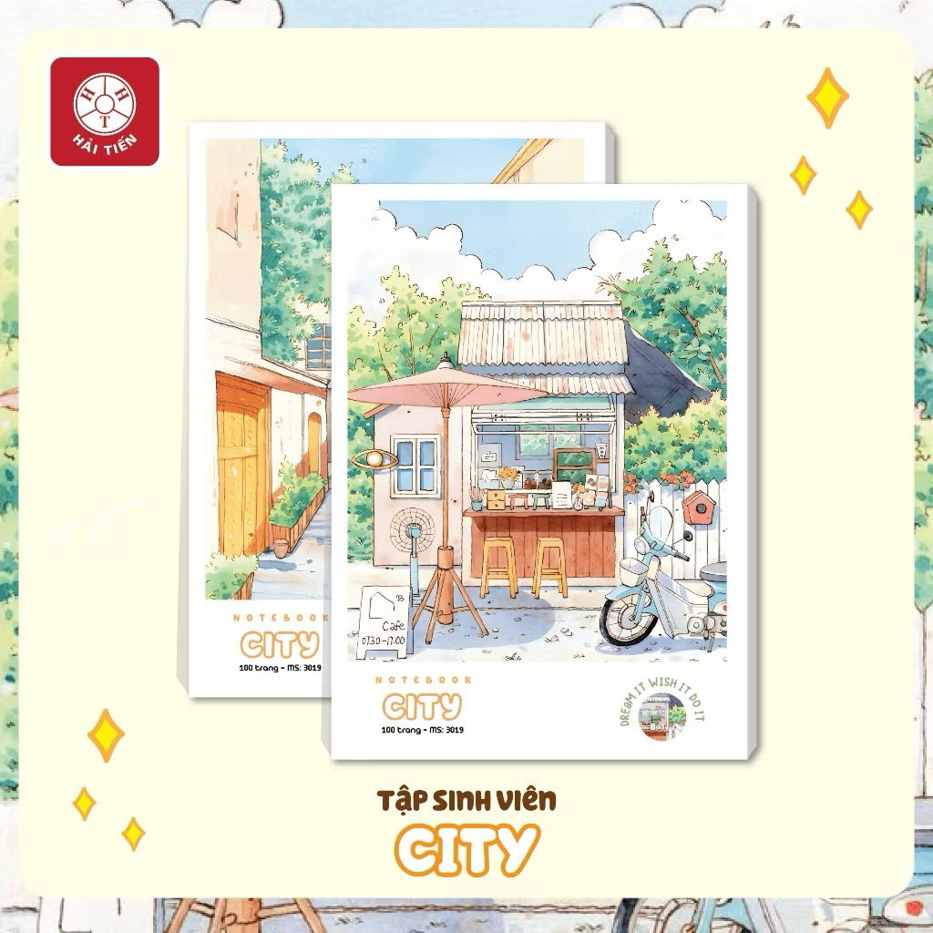 (5 Quyển) Tập Sinh Viên City 200 Trang 175x250mm Dày 60 Gsm (Mỏng) Hải Tiến