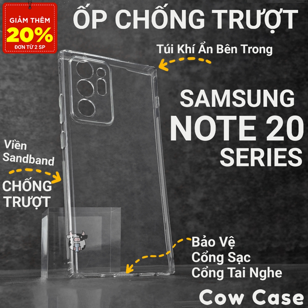 Ốp lưng Samsung Note 20 Ultra,Note 20 5G Cowcase chống trơn trượt | Ốp điện thoại SS galaxy dẻo bảo vệ camera sámung