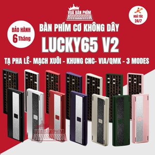 [HÀNG SẴN] Kit bàn phím cơ không dây lucky 65 V2 | lucky65 v2 tạ pha lê, nhôm cnc , 3 mode, mạch xuôi , hotswap, led rgb