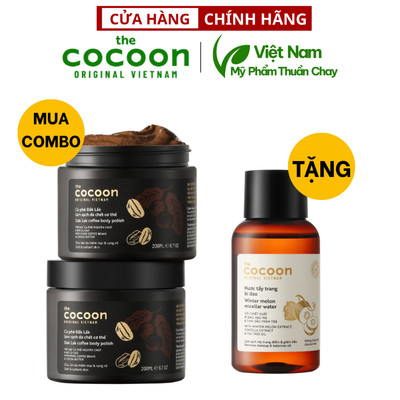 SPECIAL COMBO 2 Tẩy da chết cơ thể cà phê Đắk Lắk Cocoon 200ml tặng Nước tẩy trang bí đao Cocoon 140ml