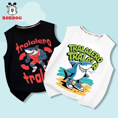 Áo ba lỗ bé trai BOBDOG, áo thun chất liệu cotton in hình TRALALALERO TRALALA cute cho bé