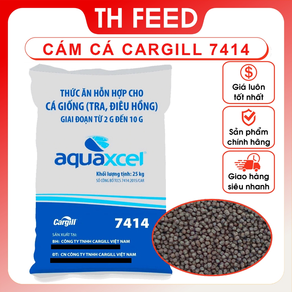 Cám cá Cargill 7414, 1,5mm, 40 độ đạm, chuyên cho cá cảnh, cá koi, cá chép, cá trôi, cá trắm, cá rô 