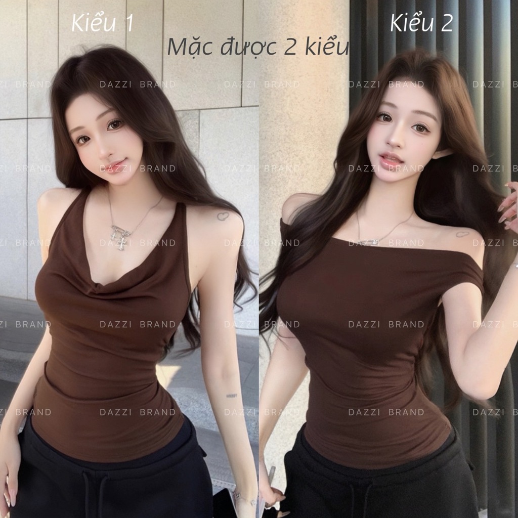 [MẶC 2 KIỂU - DEAL MỞ BÁN] Áo yếm nữ cổ đổ ôm body vải cotton mịn mát DAZZI women A040 | BigBuy360 - bigbuy360.vn