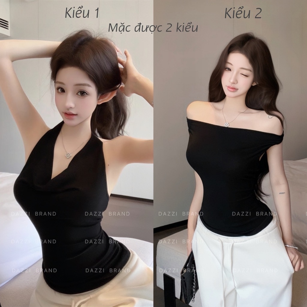 [MẶC 2 KIỂU - DEAL MỞ BÁN] Áo yếm nữ cổ đổ ôm body vải cotton mịn mát DAZZI women A040 | BigBuy360 - bigbuy360.vn