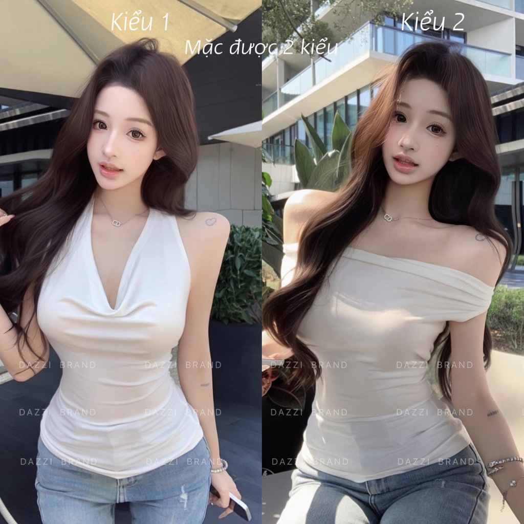 [MẶC 2 KIỂU - DEAL MỞ BÁN] Áo yếm nữ cổ đổ ôm body vải cotton mịn mát DAZZI women A040 | BigBuy360 - bigbuy360.vn