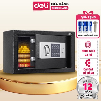 Két Sắt Điện Tử Khóa Mật Mã DELI Két Sắt Mini Chống Trộm Khóa Số Điện Tử, Hợp Kim Thép